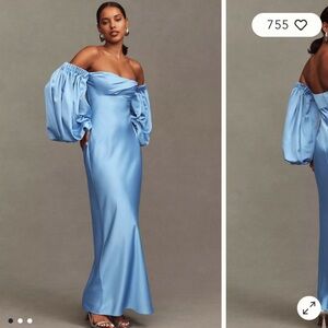 Significant Other Danika Long-Sleeve Off-The-Shoulder Satin Maxi Dress